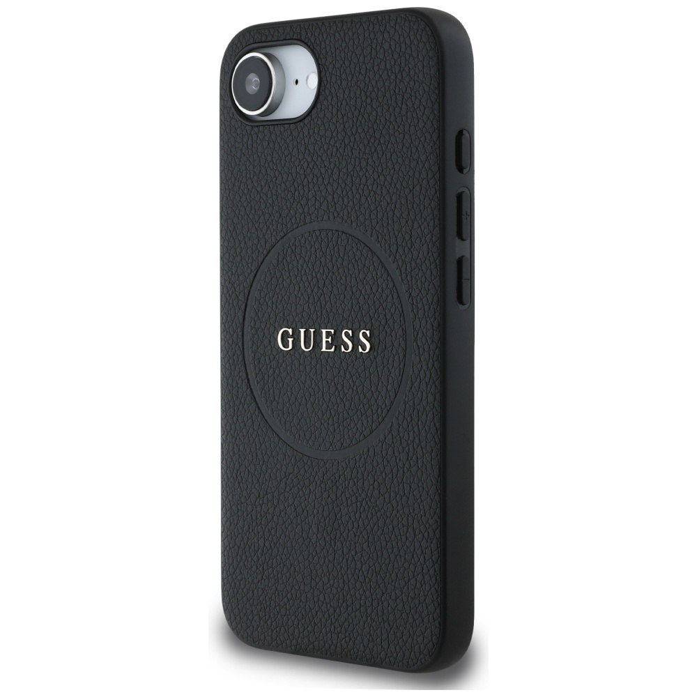 Etui Guess Grained Ring MagSafe do iPhone 16e czarny